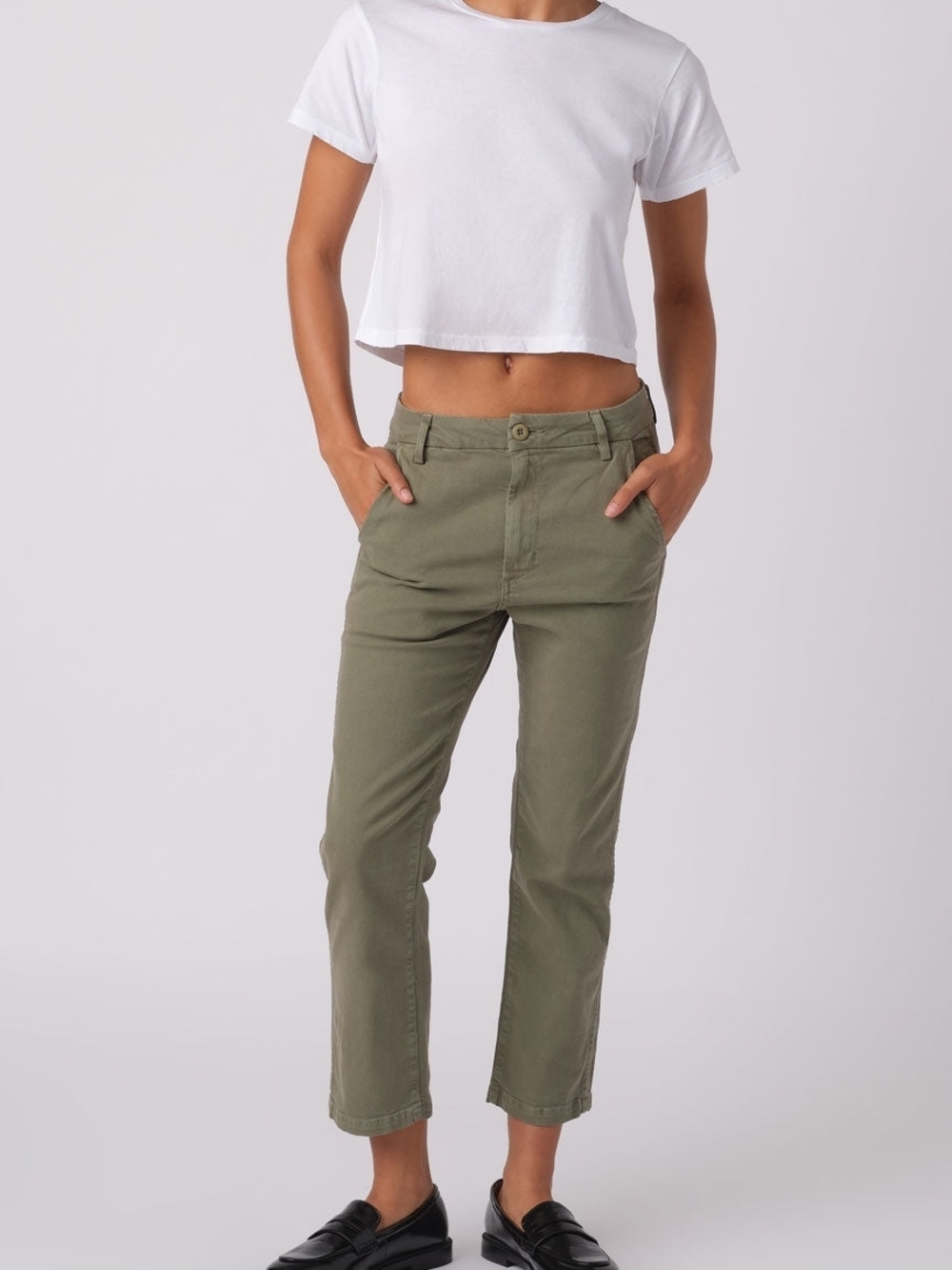 AMO Easy Trouser Surplus Pants Size 25 | Cropped Utility Chic Stretch Trousers
